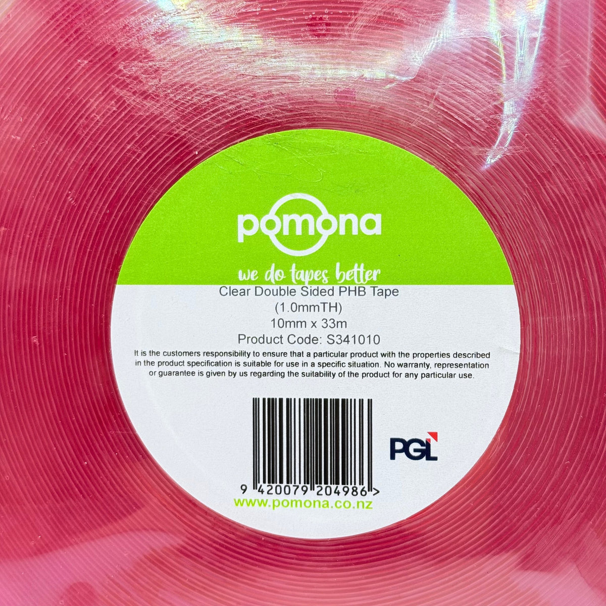 Pomona Clear Double Sided PHB Tape 10mm x 33m