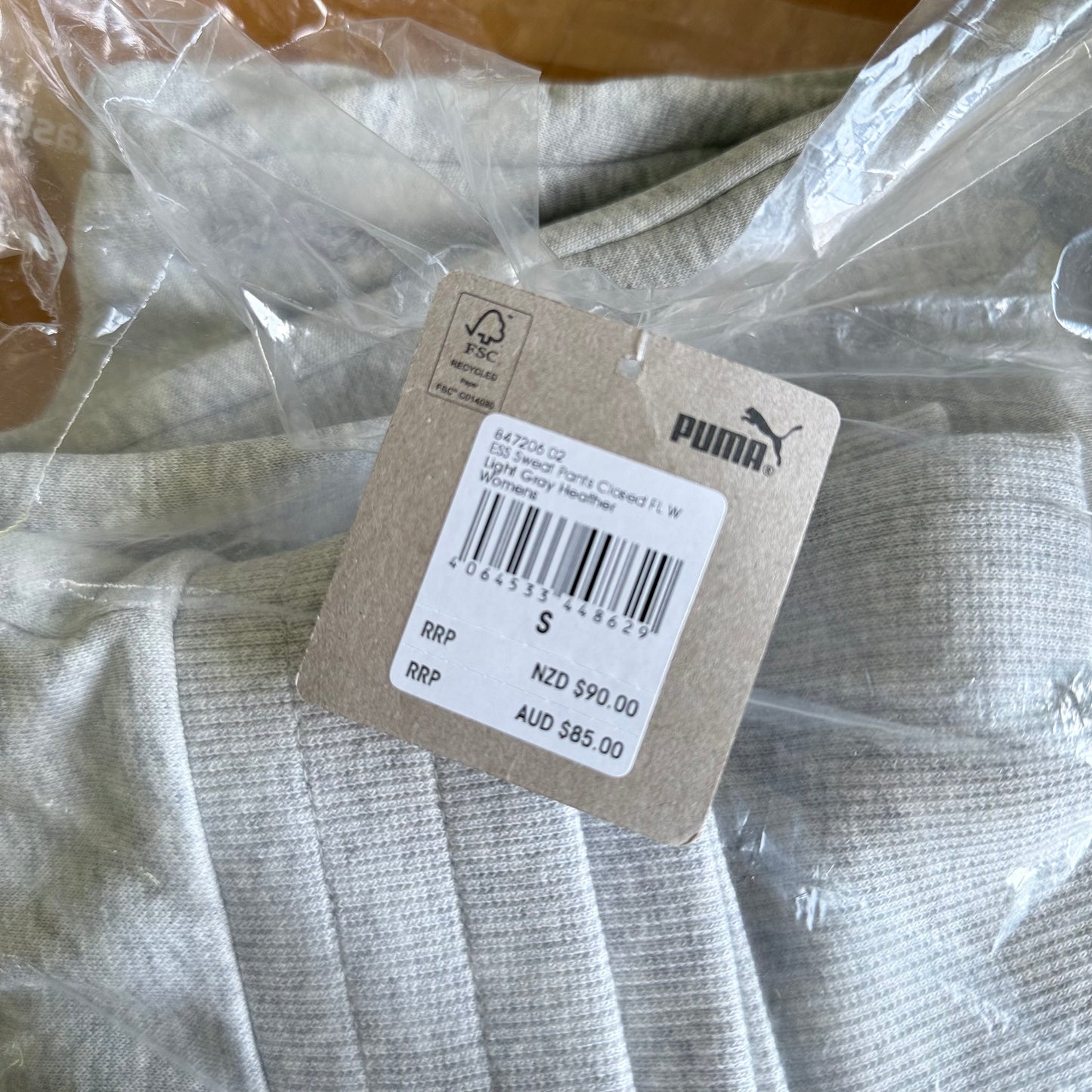 Puma Essential Sweat Pants Closed FL W Light Gray Heather Size S