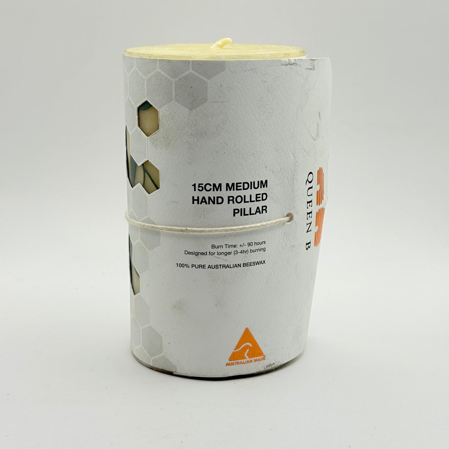 Queen b 15cm medium hand-rolled beeswax pillar candle - candles home&living materials