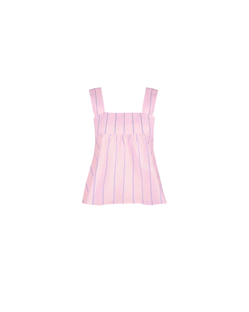 RUBY Margie Tie-Back Top – Lilac Candy Stripe Size 16