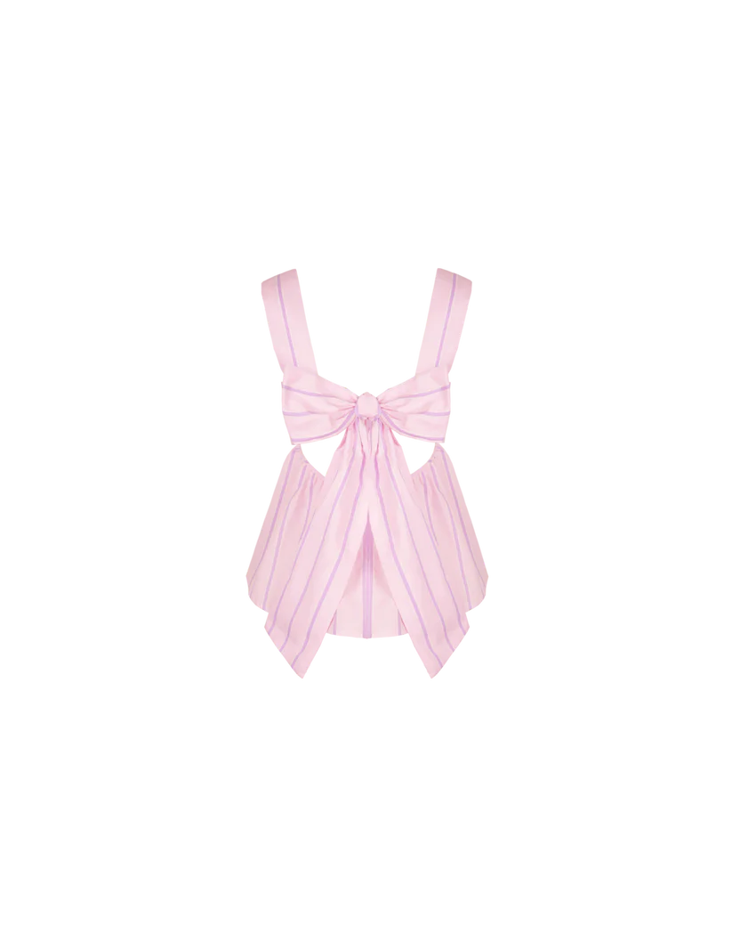 RUBY Margie Tie-Back Top – Lilac Candy Stripe Size 16