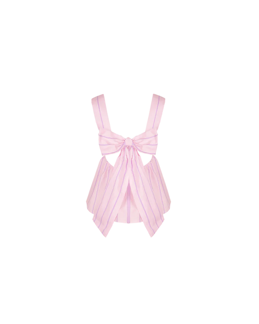 RUBY Margie Tie-Back Top – Lilac Candy Stripe Size 16