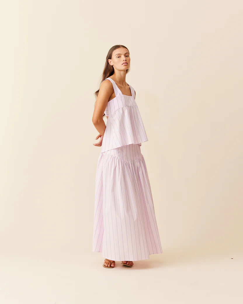 RUBY Margie Tie-Back Top – Lilac Candy Stripe Size 16