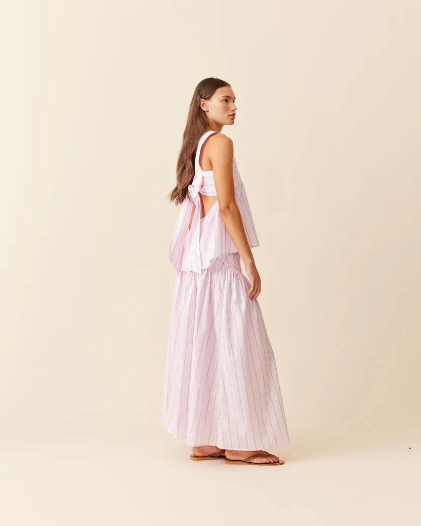 RUBY Margie Tie-Back Top – Lilac Candy Stripe Size 16