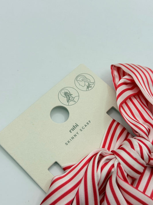 Rubi skinny scarf - red & white stripes - scarves & shawls accessories women’s apparel