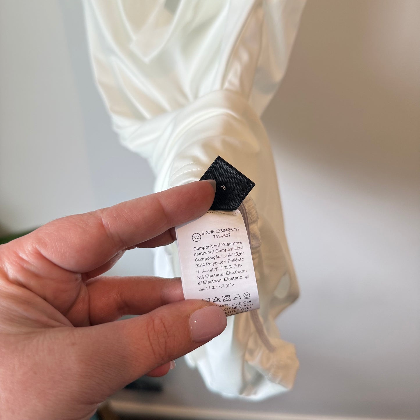 SHEIN Ruched Satin Cowl Back White Mini Dress - Size L