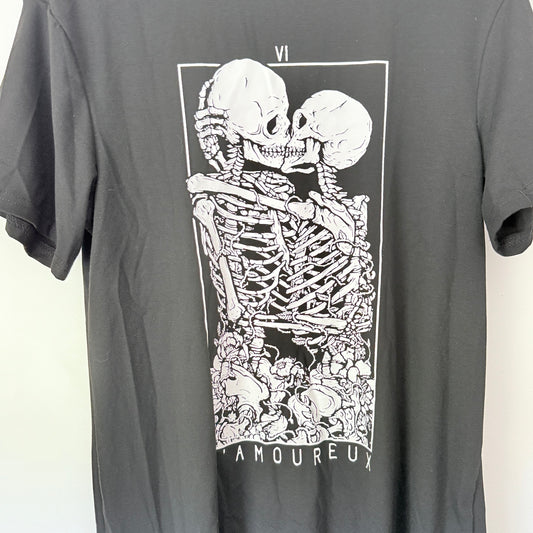 SHEIN X Black Fringed Skull Lovers T-Shirt Dress - Size XS