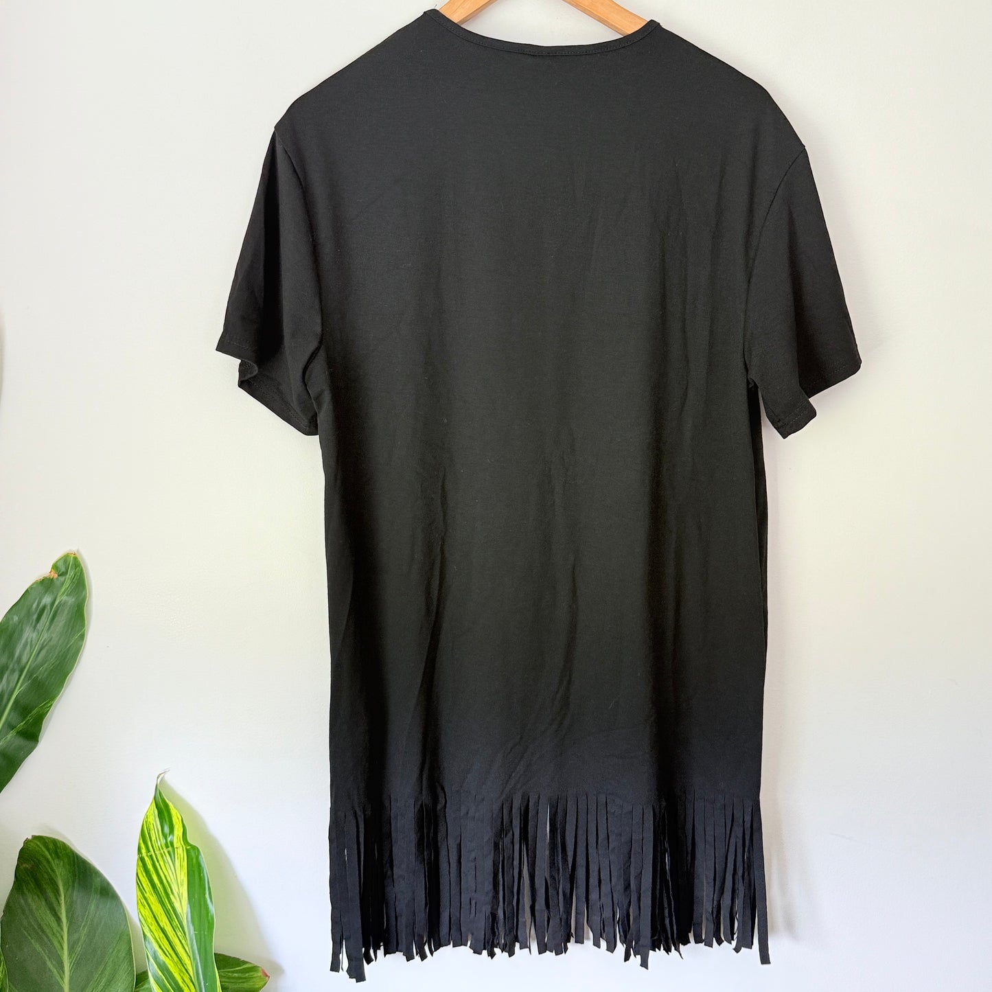 SHEIN X Black Fringed Skull Lovers T-Shirt Dress - Size XS