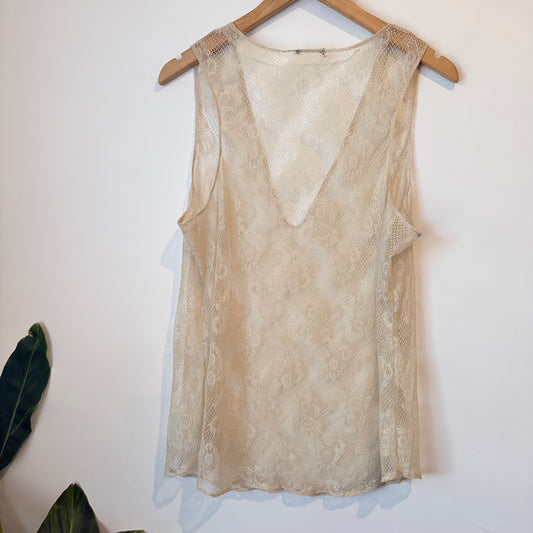 CUT LABEL - STORM Lace Top - Cream - Size 12