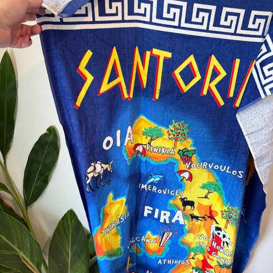 Santorini map beach towel - beach towels original photo - what’s new home&living materials