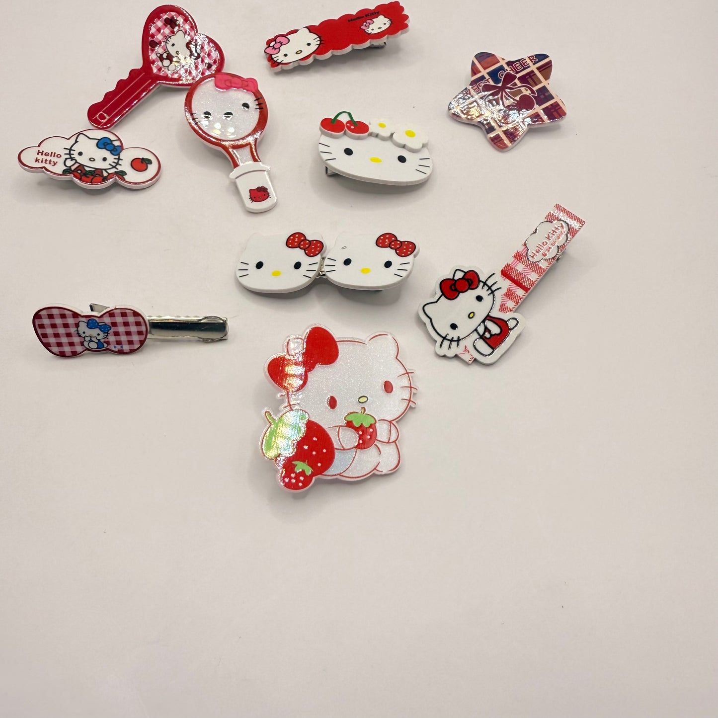 Set of 10 Hello Kitty Themed Hair Clips