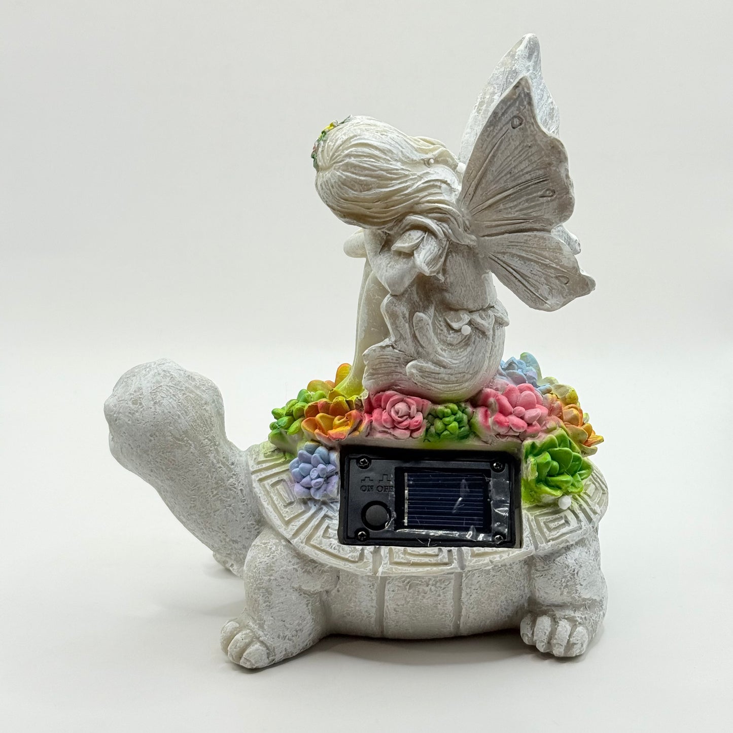 Solar-Powered Turtle and Fairy Garden Statue