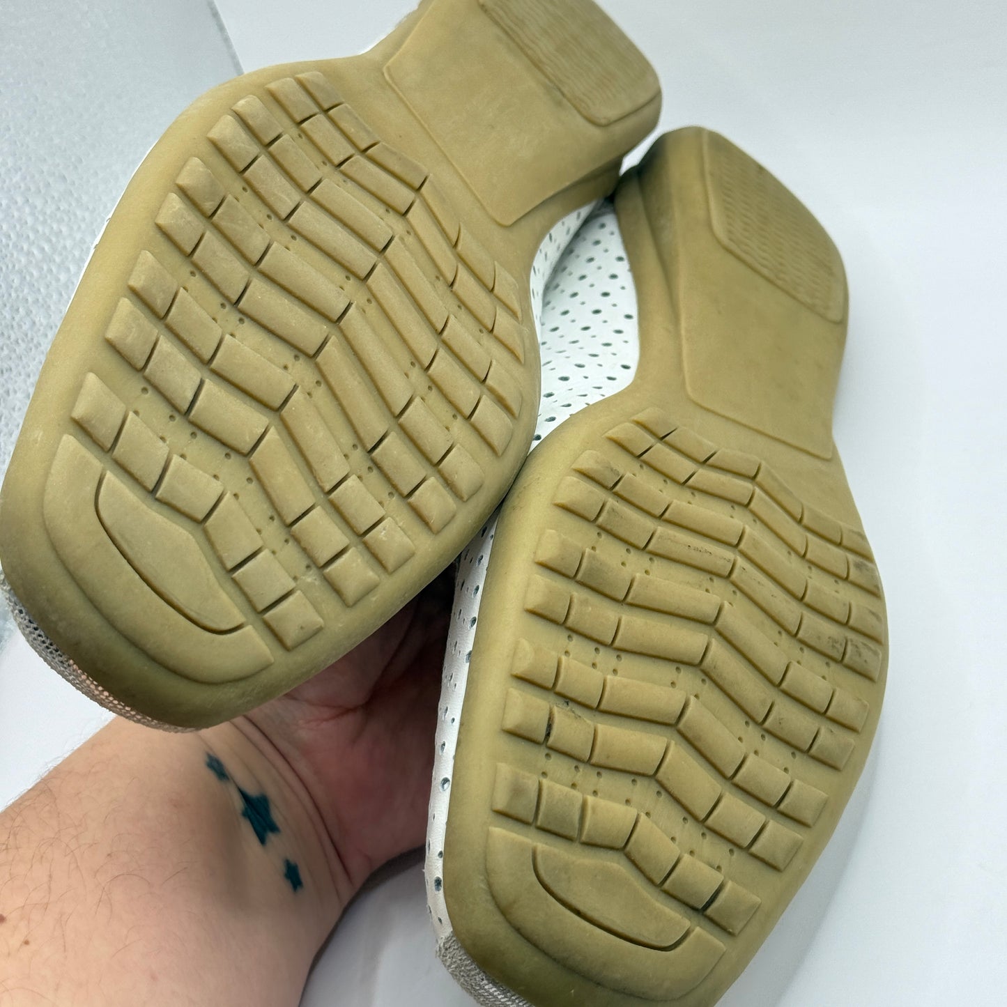 Step On Air White & Silver Metallic Perforated Flats (Size 9)