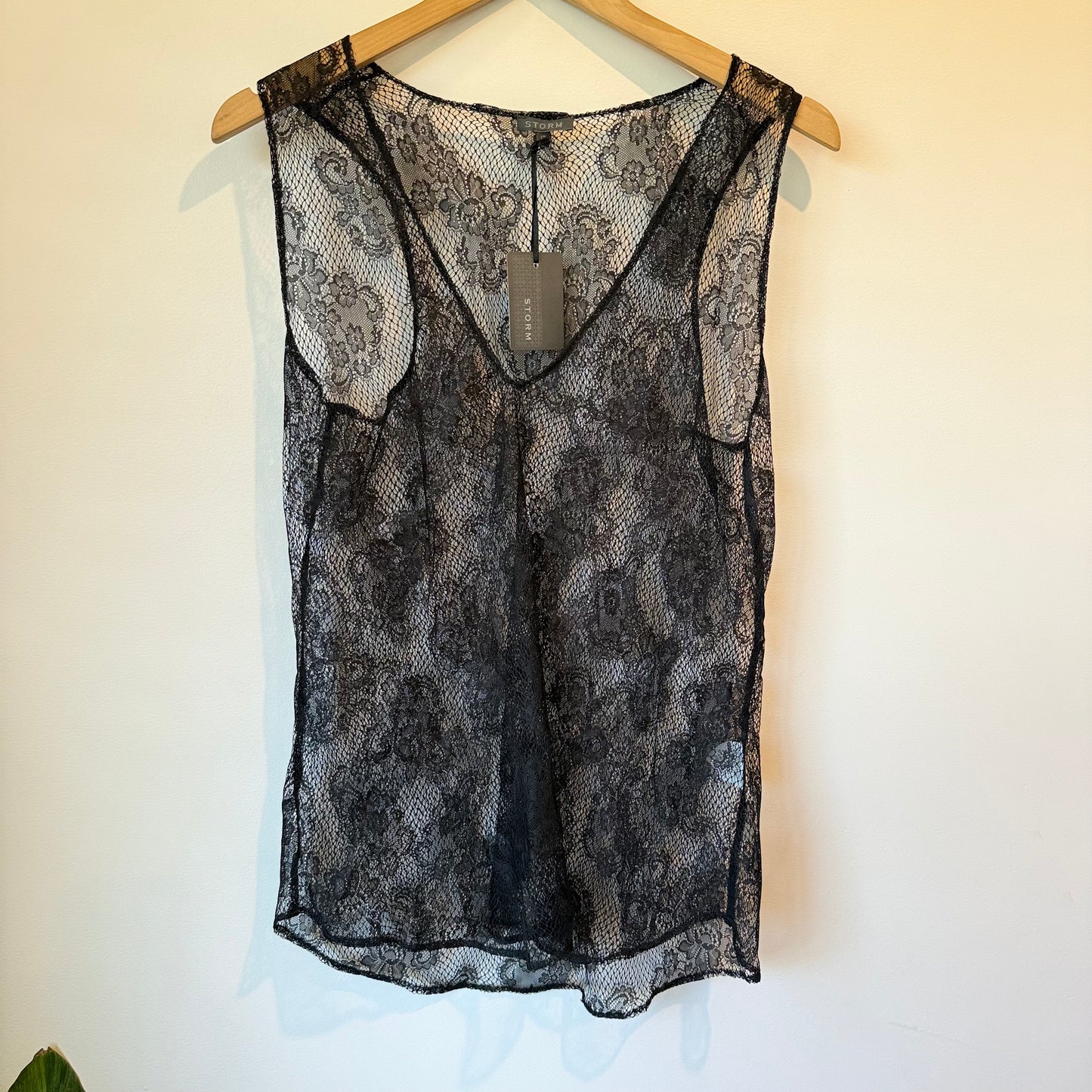 Storm Black Lace Camisole Black - Size 12