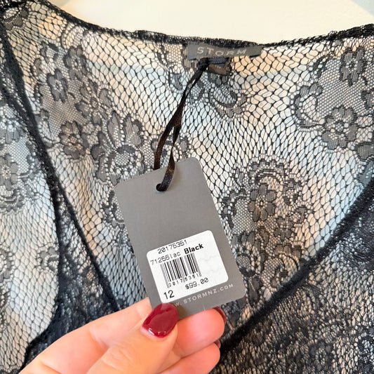 Storm Black Lace Camisole Black - Size 12