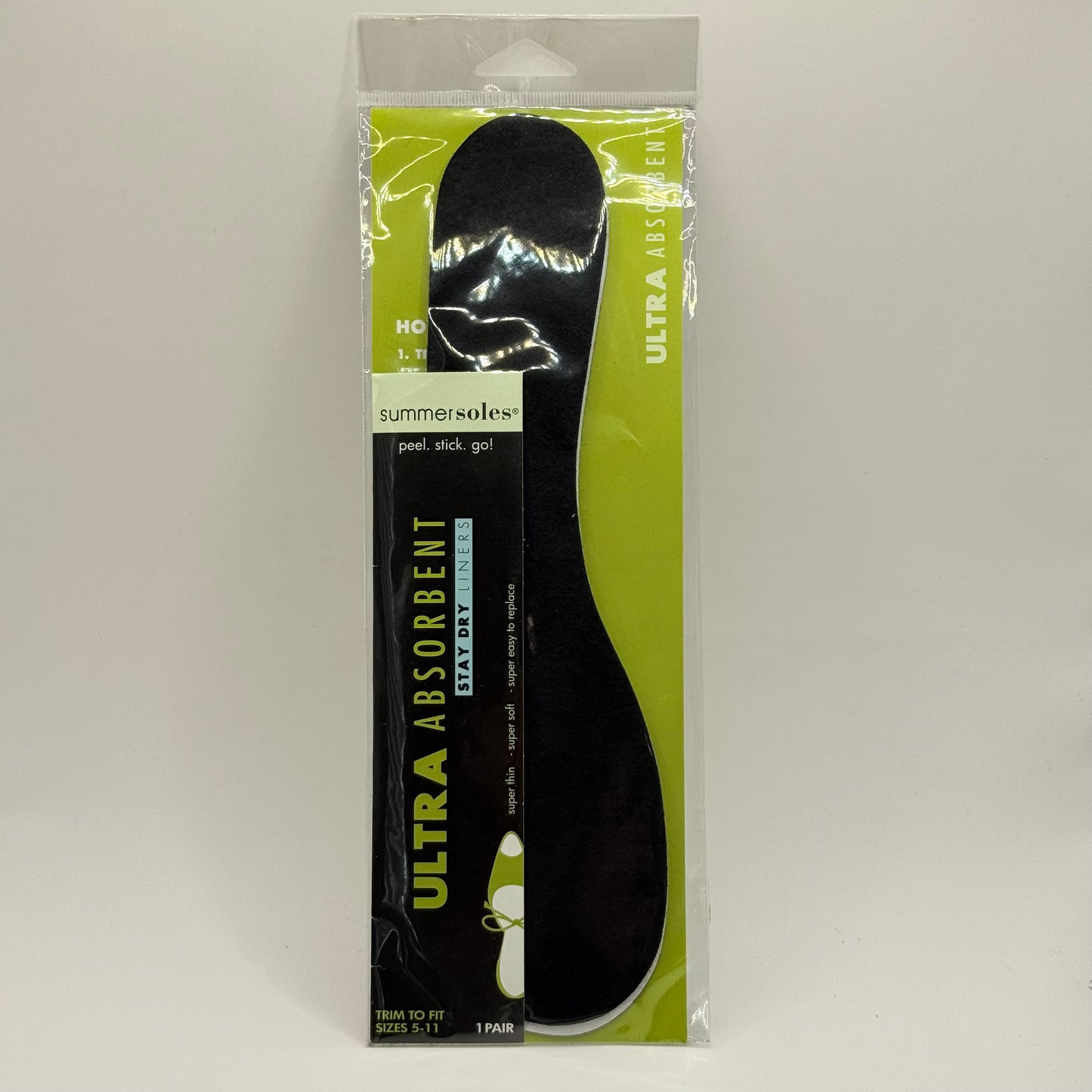 Summer soles size 5-11 open shoe insoles - ultra absorbent - black - insoles & inserts women’s shoes