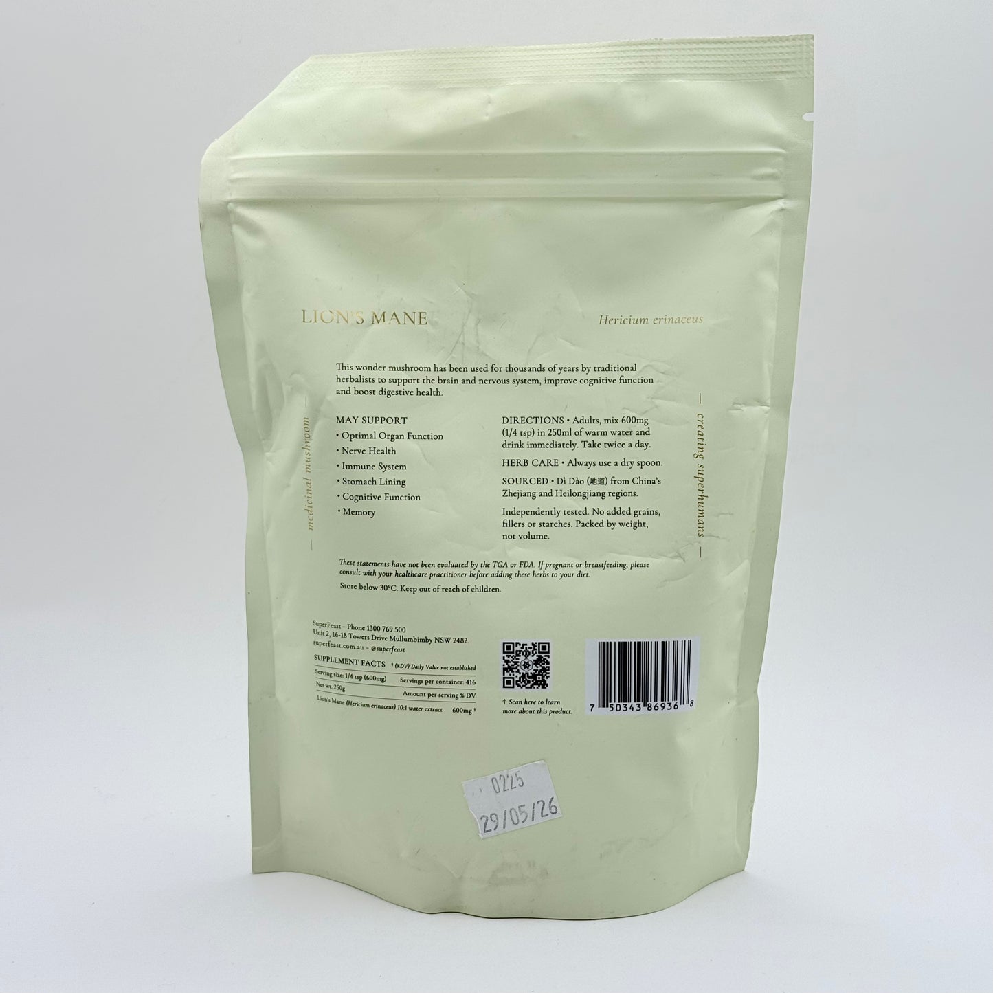 Superfeast lionās mane - 250g - herbal supplements health and wellness