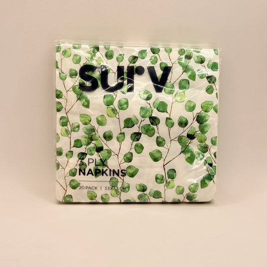 SurV 3 Ply Printed Paper Napkins (20 Pack, 33cm)