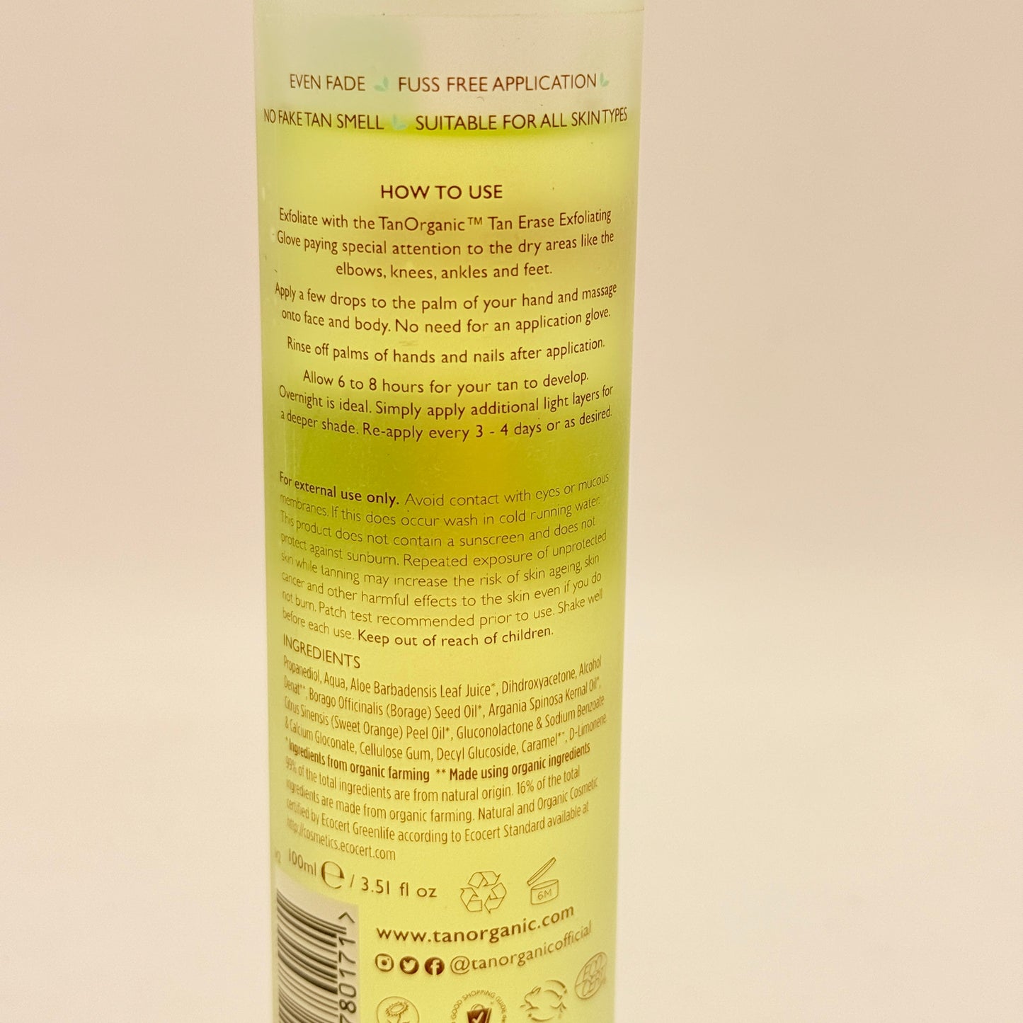 TAN Organic Self Tan Oil - Light Bronze (100ml)