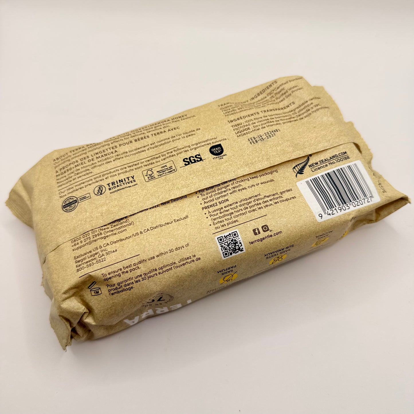 TERRA Manuka Honey Baby Wipes - Soothing Bamboo Fiber