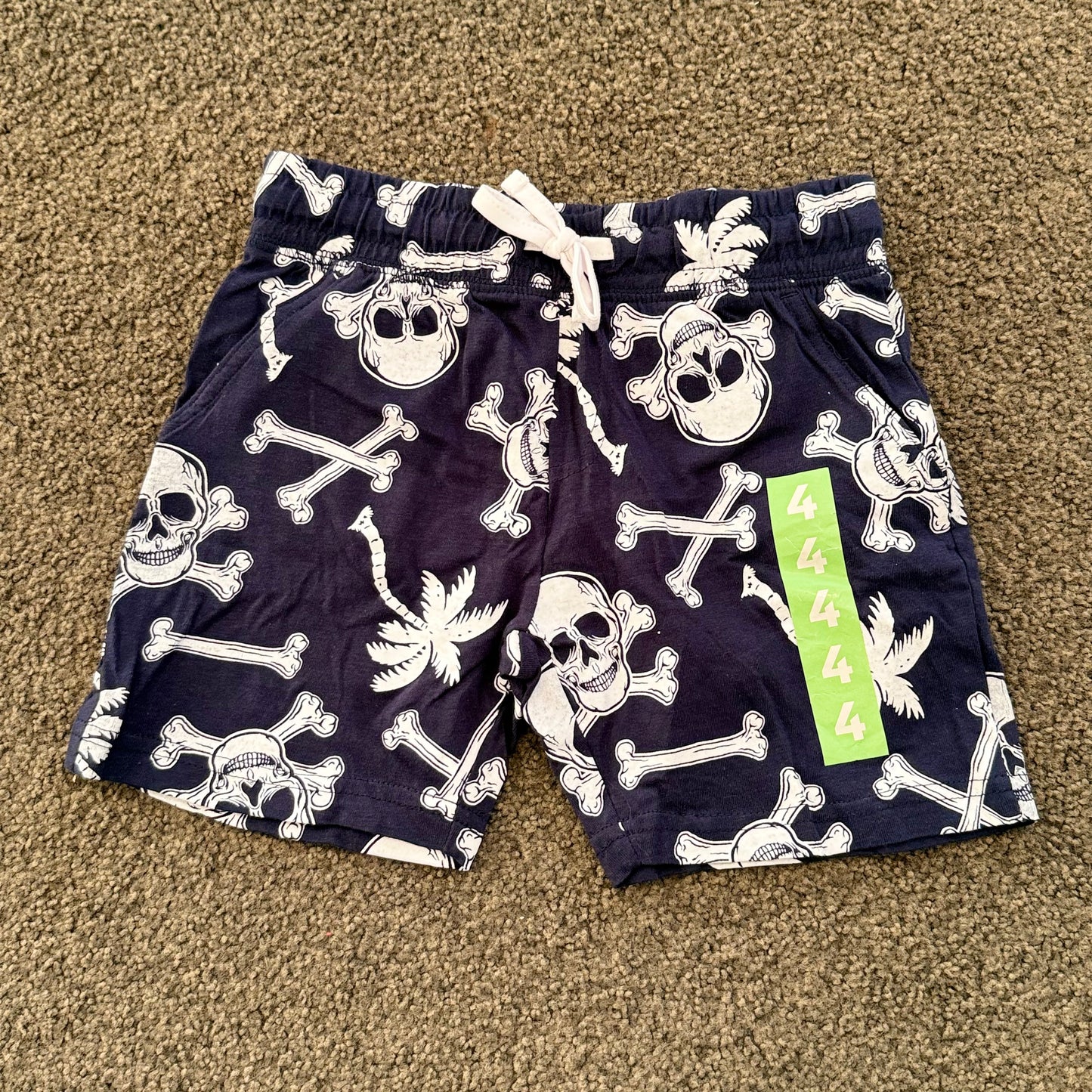 Tilt kids’ navy blue skull & crossbones print knit shorts – size 4 - baby & toddler bottoms baby clothing