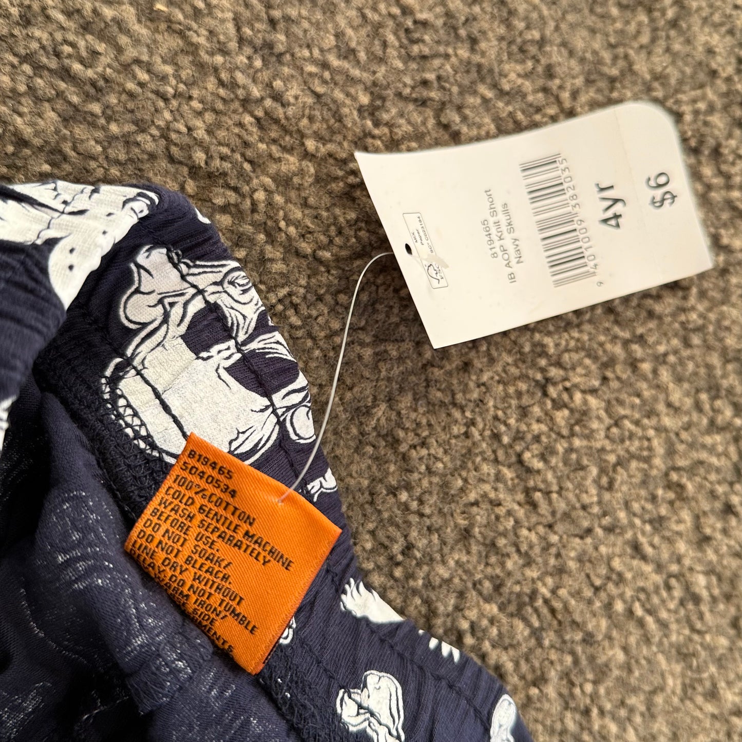 Tilt kids’ navy blue skull & crossbones print knit shorts – size 4 - baby & toddler bottoms baby clothing