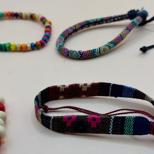 5x Colourful Beaded & Woven Bracelet Set