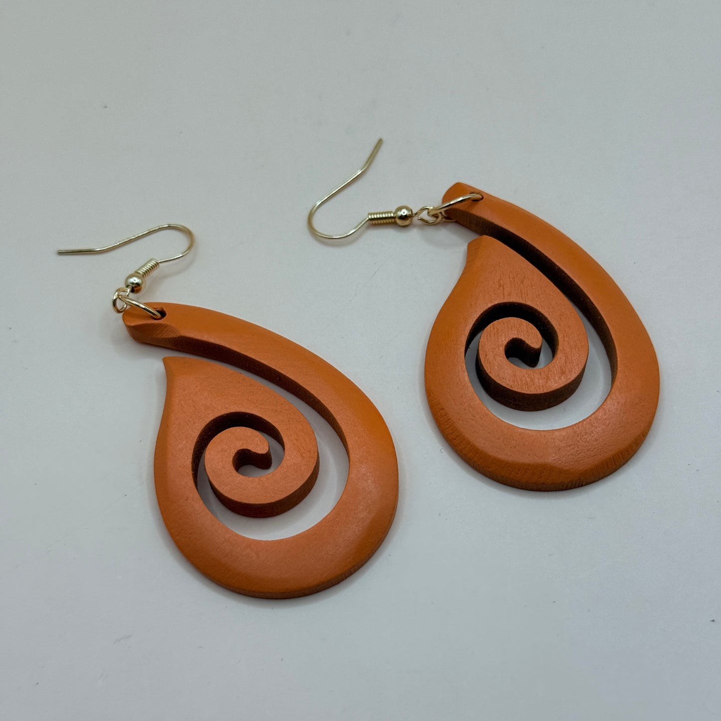 Orange Spiral Drop Earrings