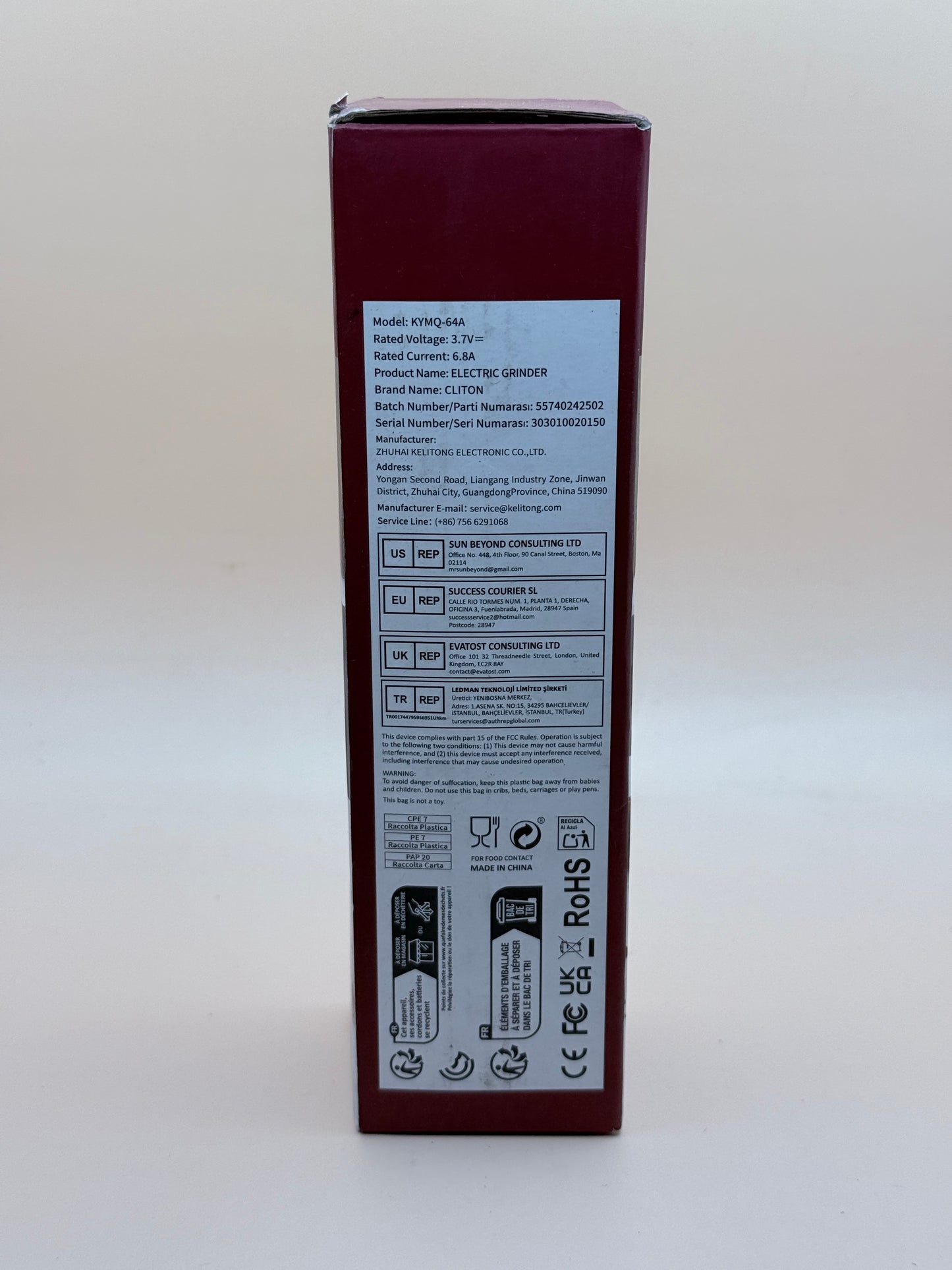 Cliton Rechargeable Electric Grinder
