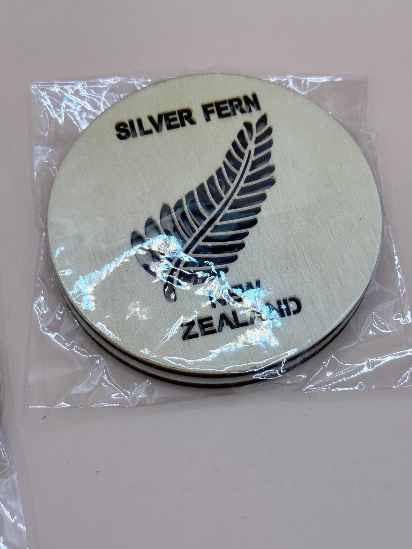 New Zealand Kiwi & Silver Fern Wooden Coaster Set