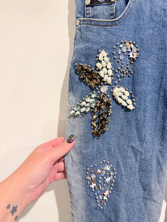 HD Embroidered Floral Embellishments Jeans Size waist 78cm