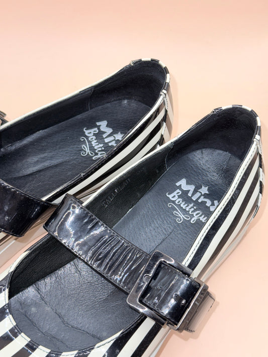 Mix Boutique Tallulah Black & White Stripe Mary Jane Flats – EU 39