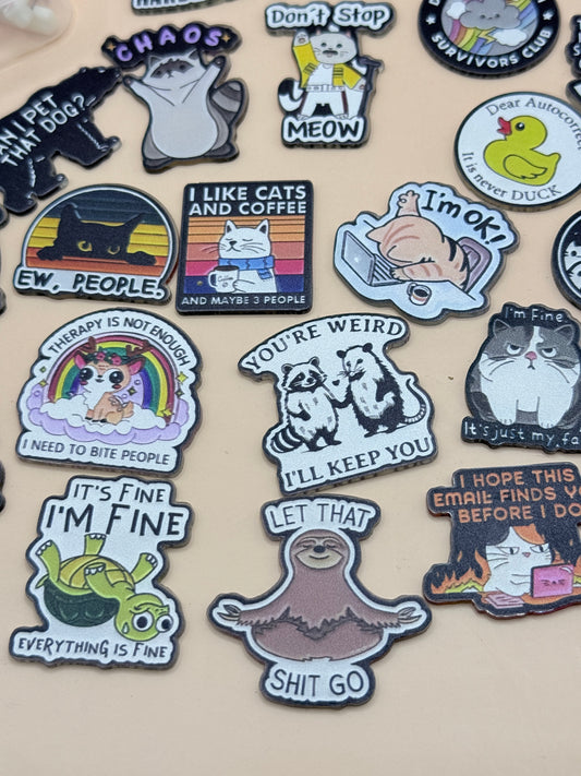 Assorted Meme & Animal Badge Pin Lot