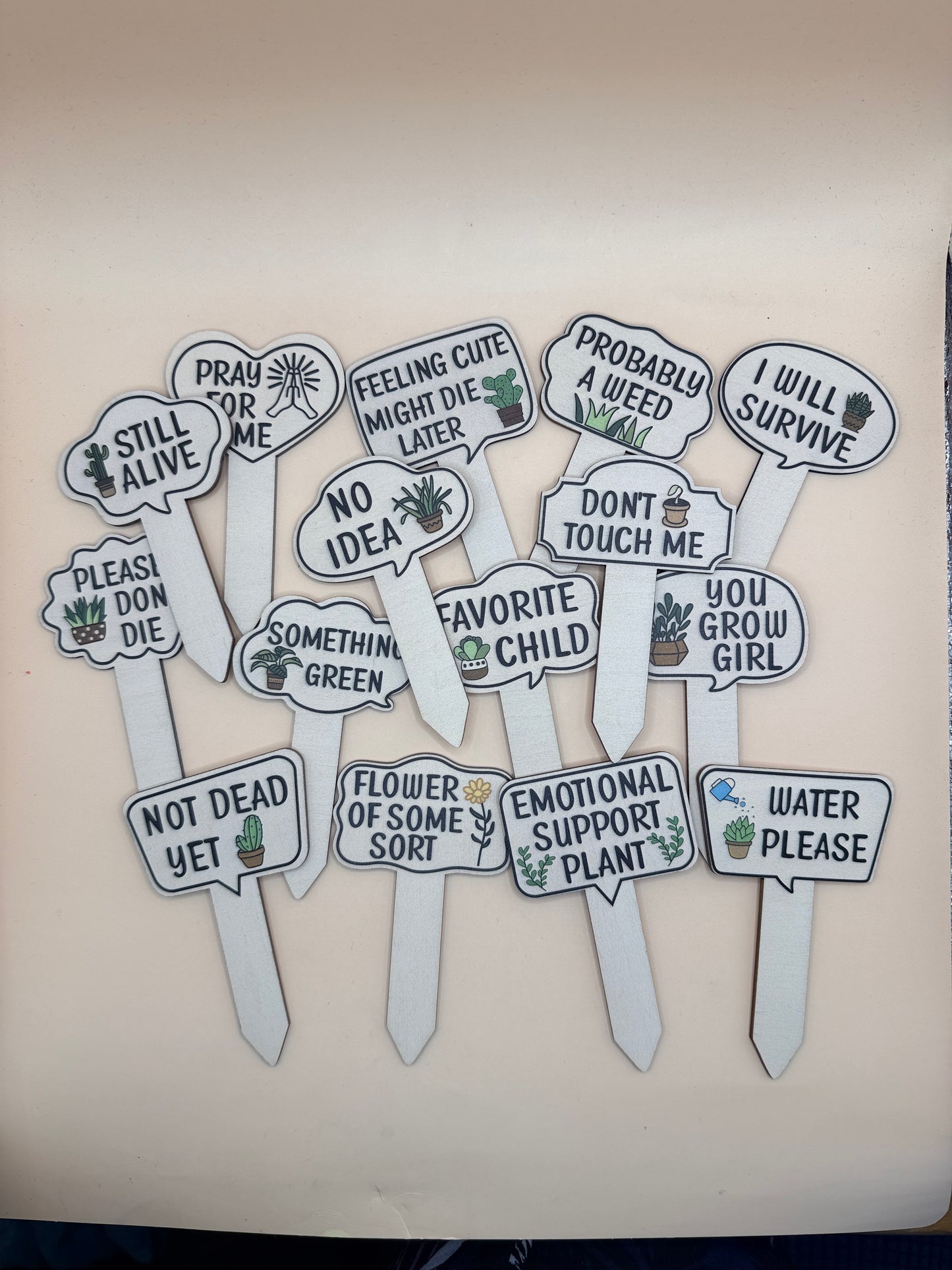 Funny Plant Pot Signs Set