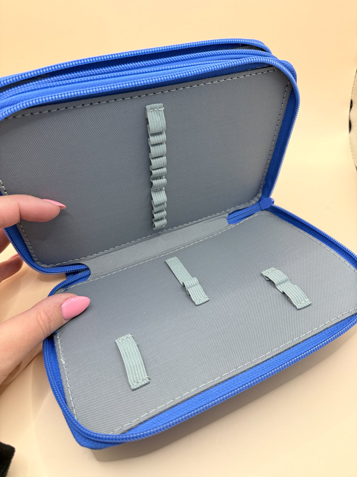 Blue Multi-Zip Pencil Case Organiser – Storage Wallet