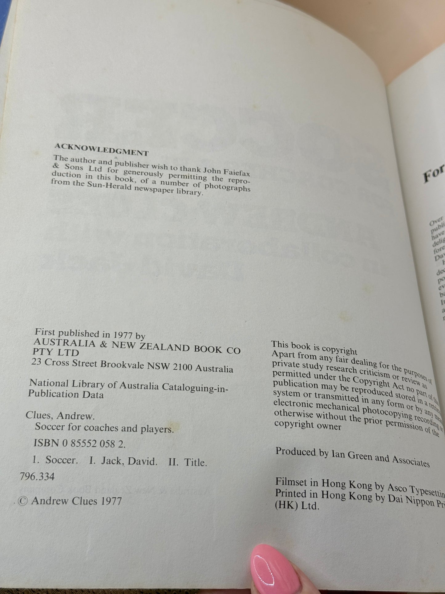 Soccer for Coaches & Players by Andrew Clues and David Jack 1977