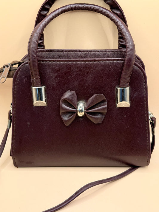 Brown Bow Detail Mini Handbag
