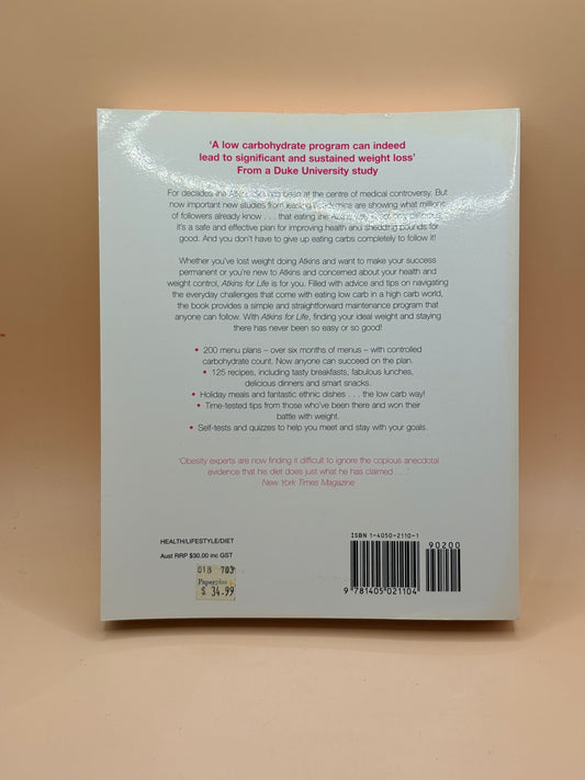 Atkins for Life by Robert C. Atkins MD
