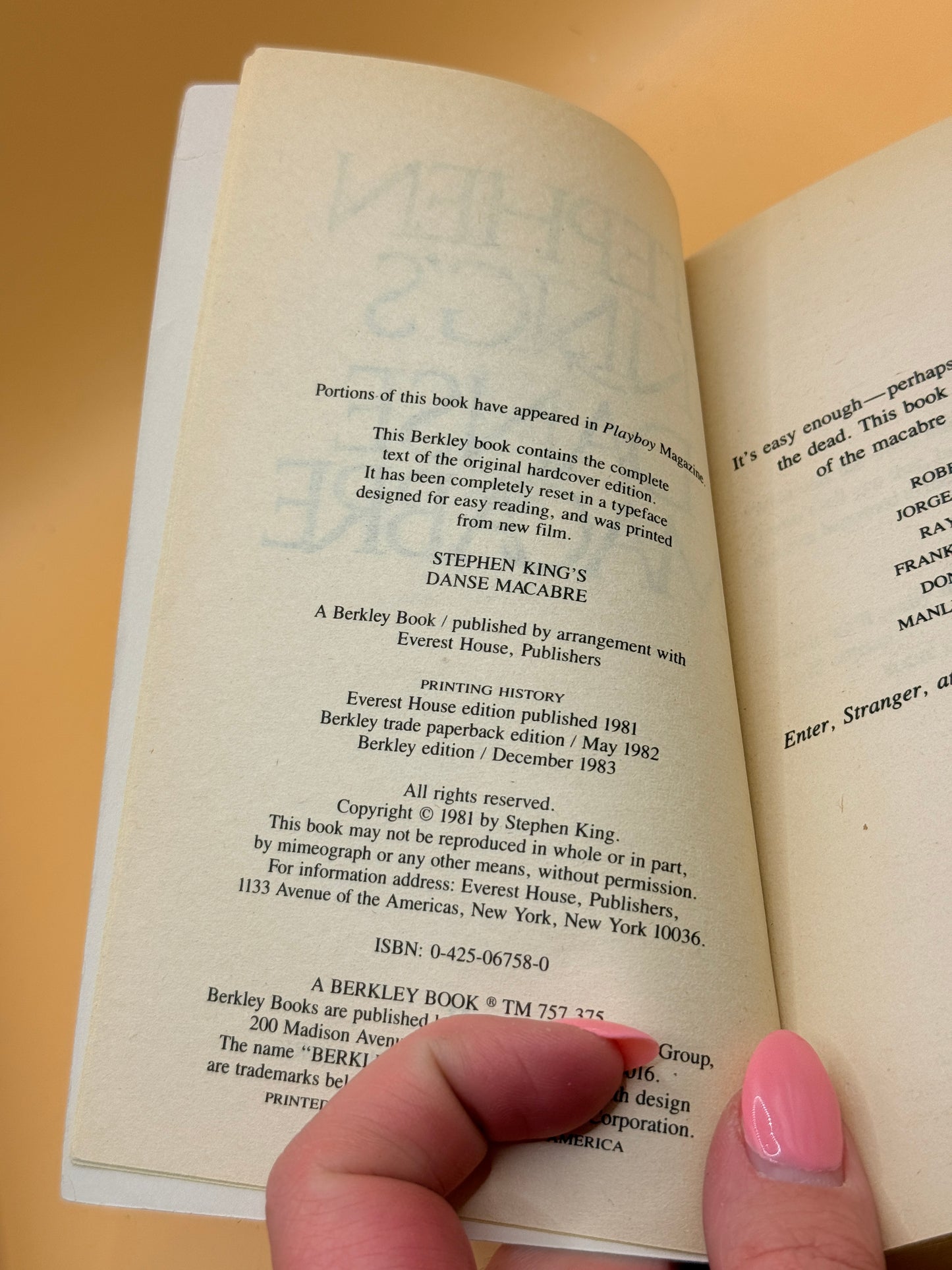 Danse Macabre by Stephen King (Berkley 1983)