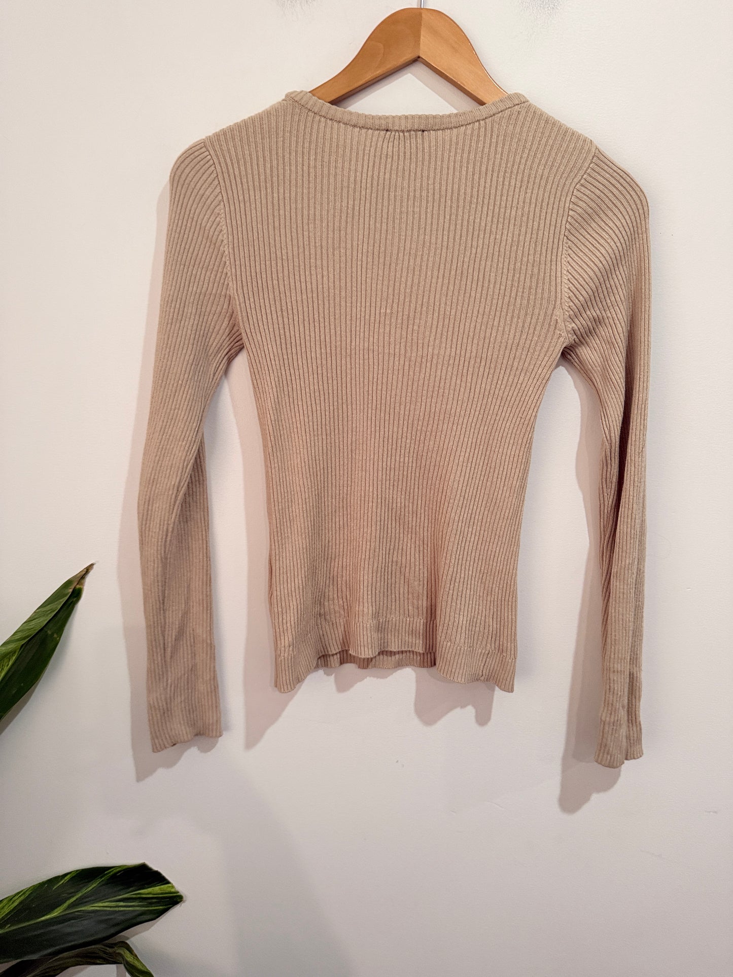 Dotti Rib-knit Long-sleeve Top Size XS
