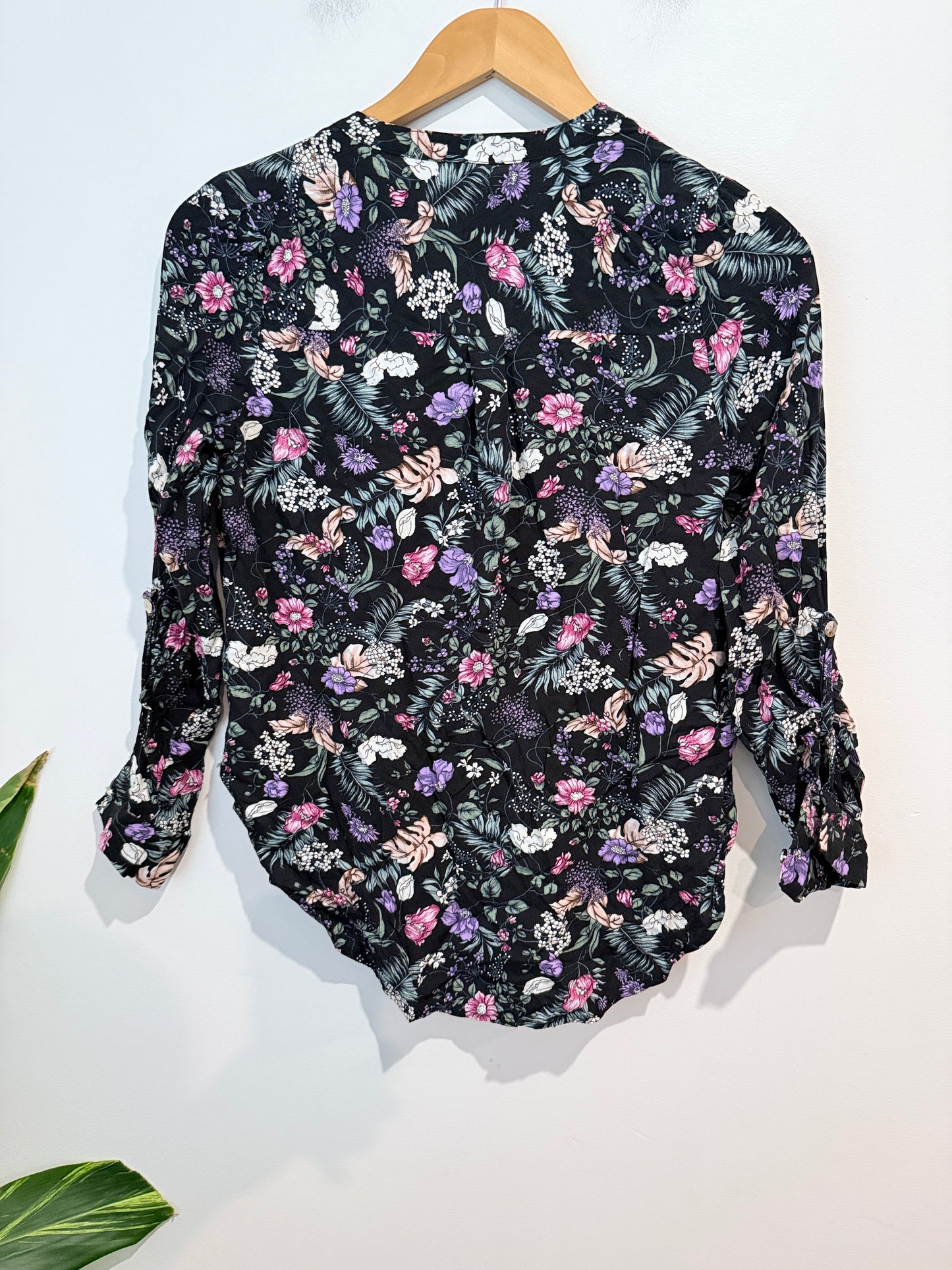 SES Floral Print Long-sleeve Blouse Size 8