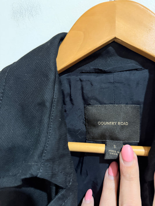 Country Road Black Cotton Trench Coat - Size S