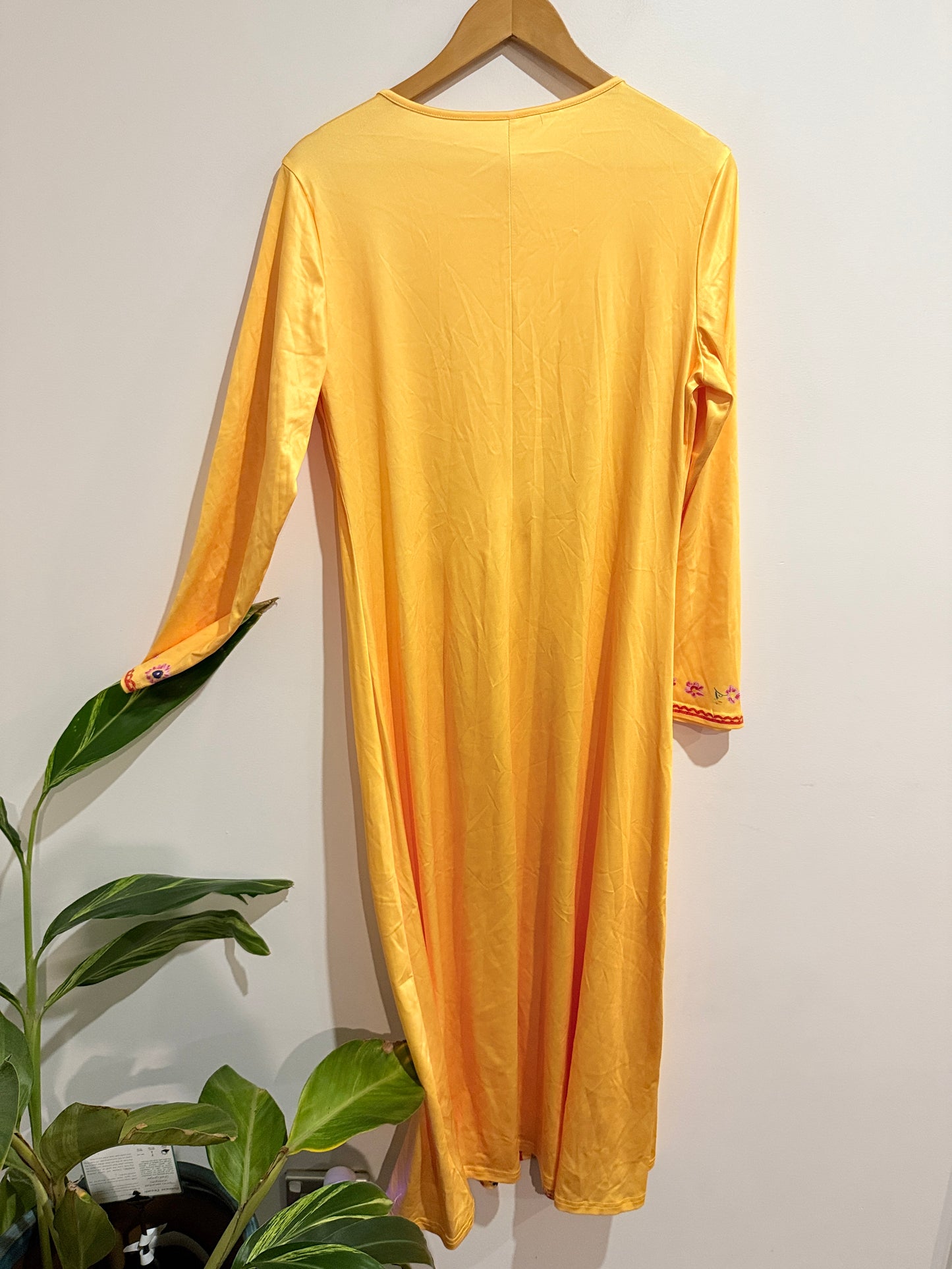 Shein Yellow Floral Print Maxi Dress - Size M
