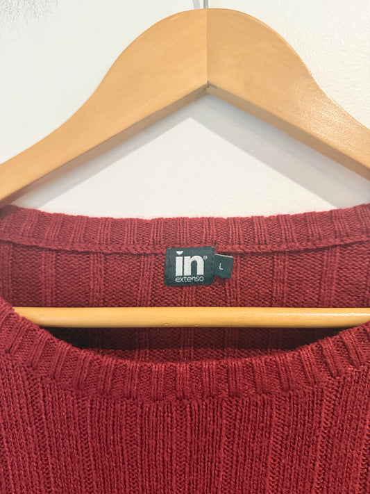 In Extenso Rust Ribbed Knit Jumper - Size L