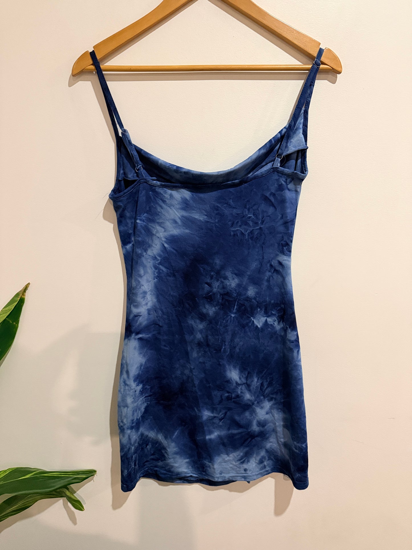 Blue Tie-Dye Cowl Neck Slip Dress - 39cm u/arm