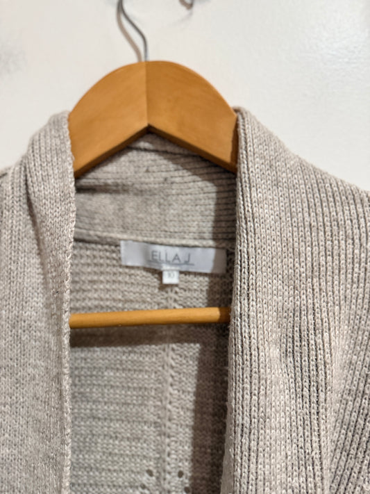 Ella J Beige Open Front Knit Cardigan - Size 10