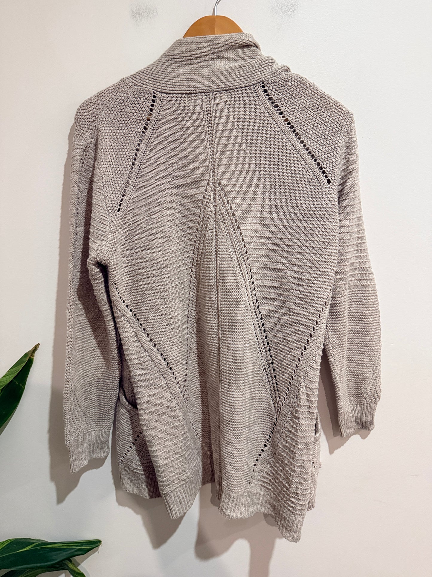 Ella J Beige Open Front Knit Cardigan - Size 10
