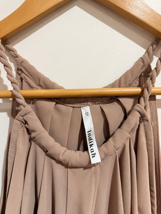 Indikah Taupe Draped Halter Dress - 12