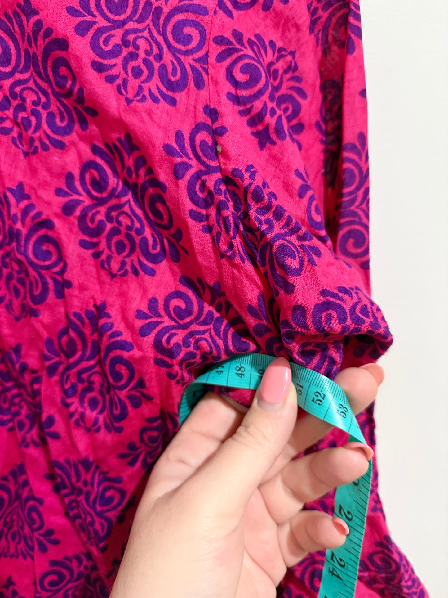 Brand Unknown Pink & Purple Damask Print Dress - 51cm u/arm