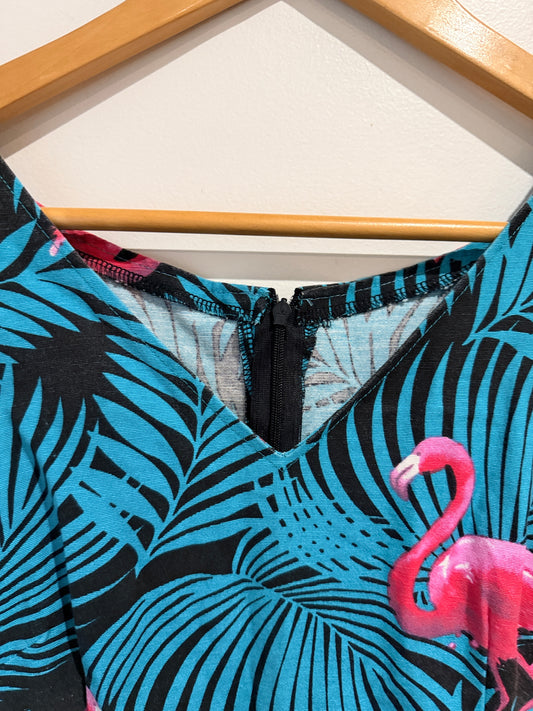 Brand Unknown Flamingo Tropical Print Sleeveless Dress - 42cm u/arm